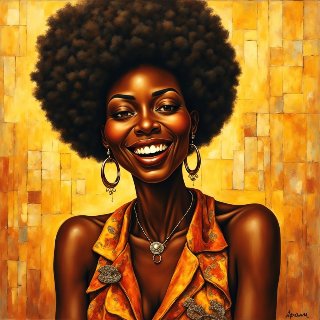 Confident Black Woman in Vibrant Afro-Chic Attire