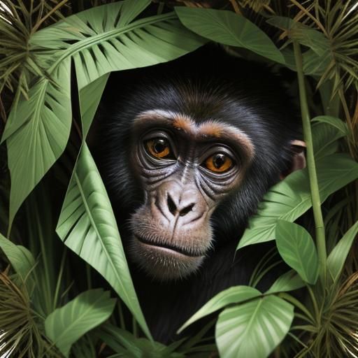 Monkey's Jungle Selfie: A Vintage Papercraft Photo