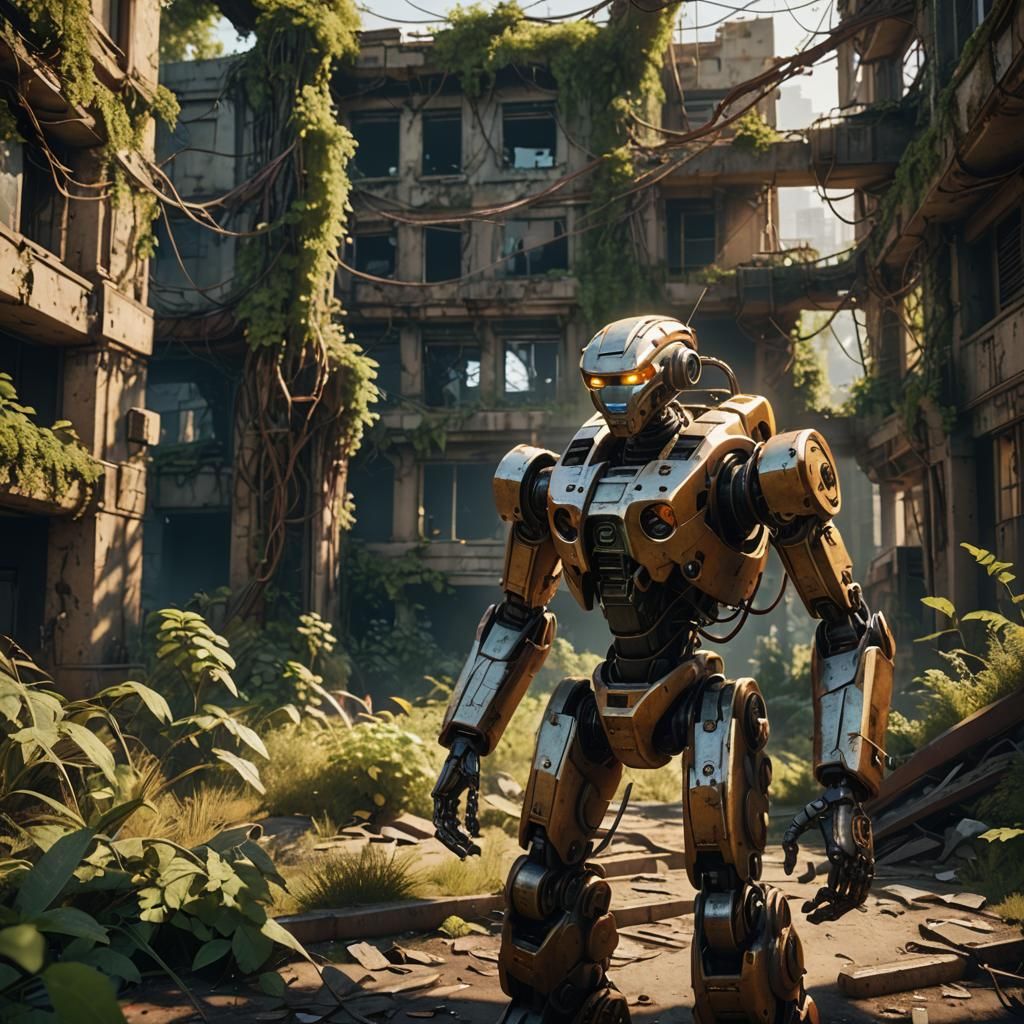 Robot in Abandoned City: 3D Game Cinematic