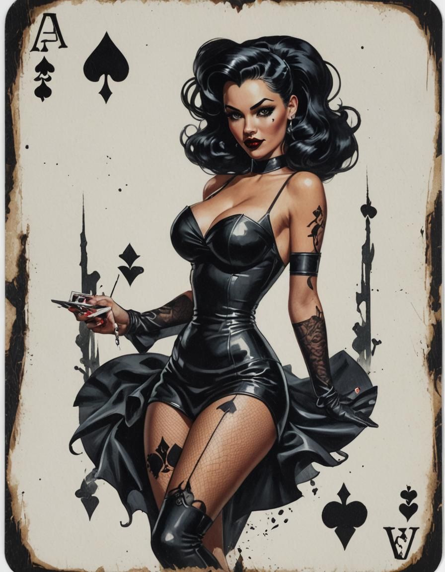 Ace of Spades with Pinup Girl: Sinister Illustration