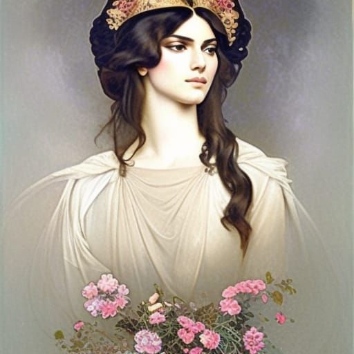 Kendall Jenner Portrait in Art Nouveau Style