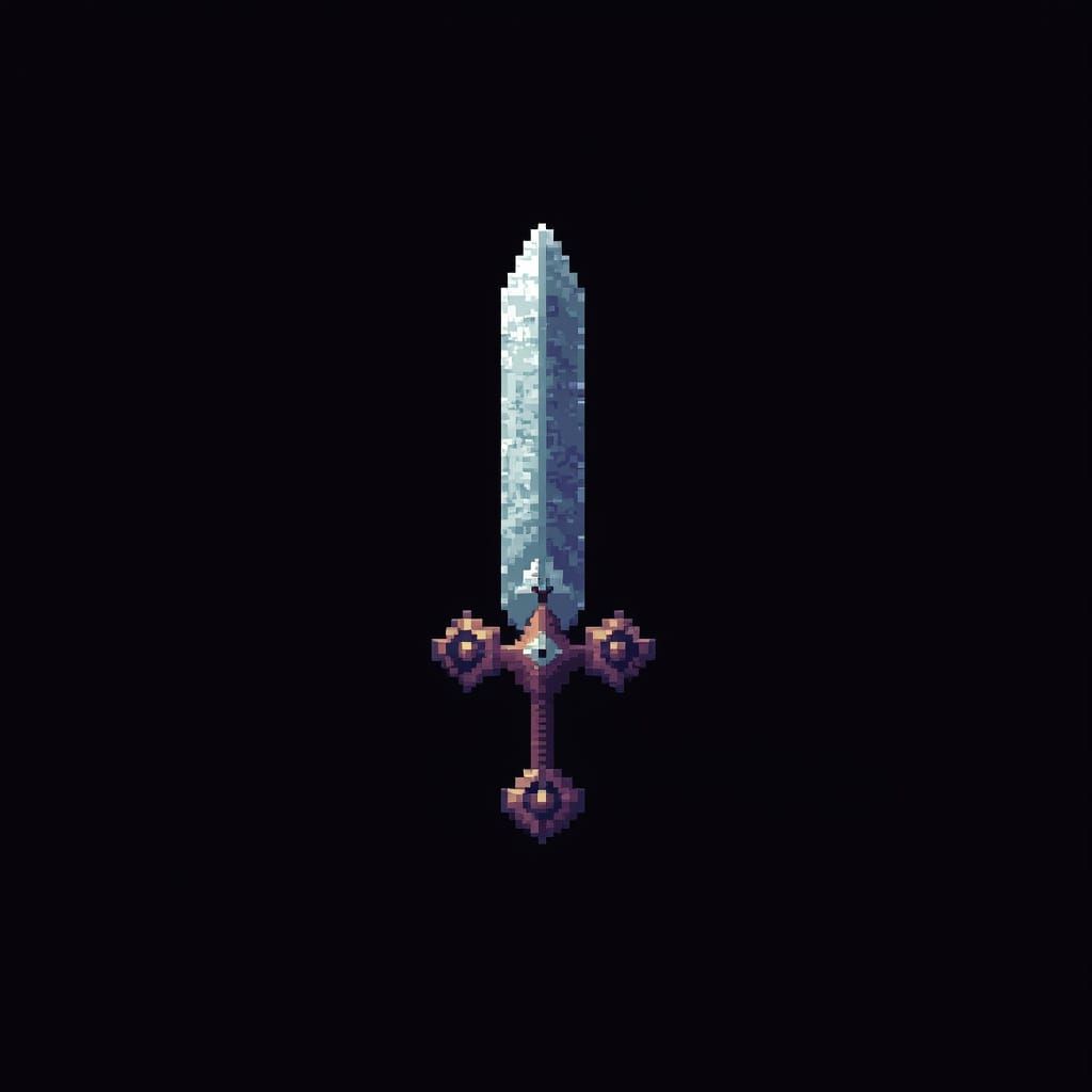 8-bit Diamond Sword Pixel Art