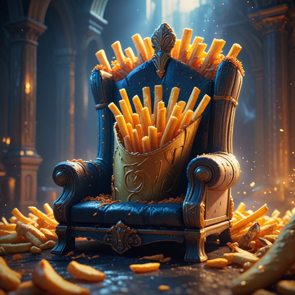 Fantasy Kingdom: Giant French Fry on Throne