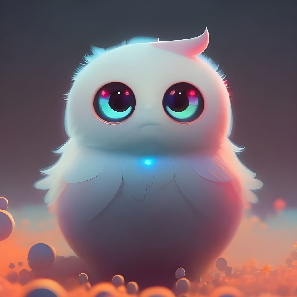 Adorable Ghost with Round Eyes Digital Illustration
