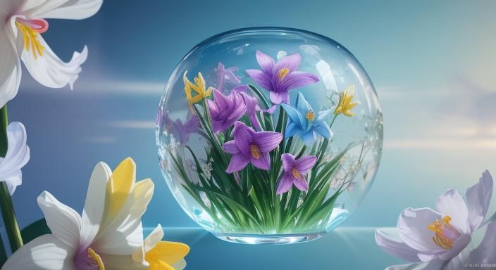 Psychedelic Spring Portrait in Abstract 3D Art