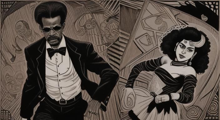 Rubin "Hurricane" Carter in Woodcut Style