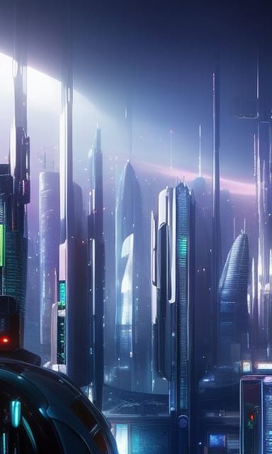 Futuristic Biopunk City in Anime Style