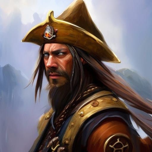 One-Eyed Skeleton Pirate Portrait in Dungeonpunk Style