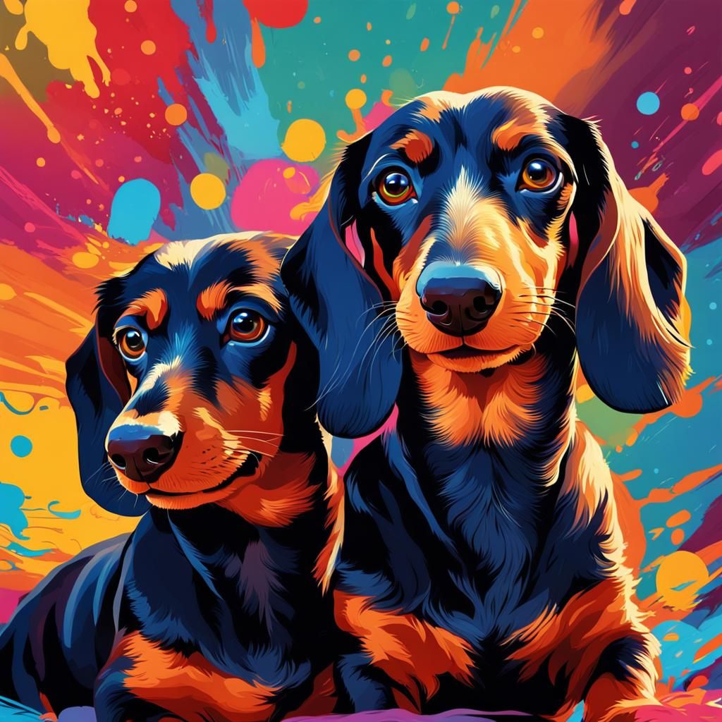 Hyperrealistic Dachshunds Posing for Photo