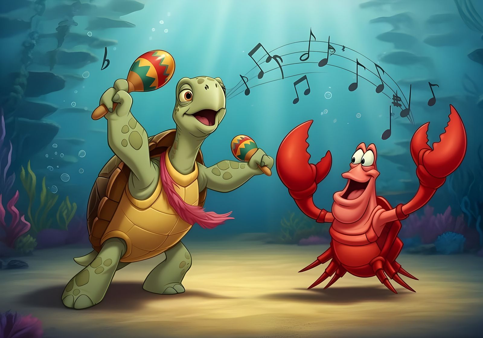 Shelbow and Sebastian Singing Shake Senora in Pixar Style