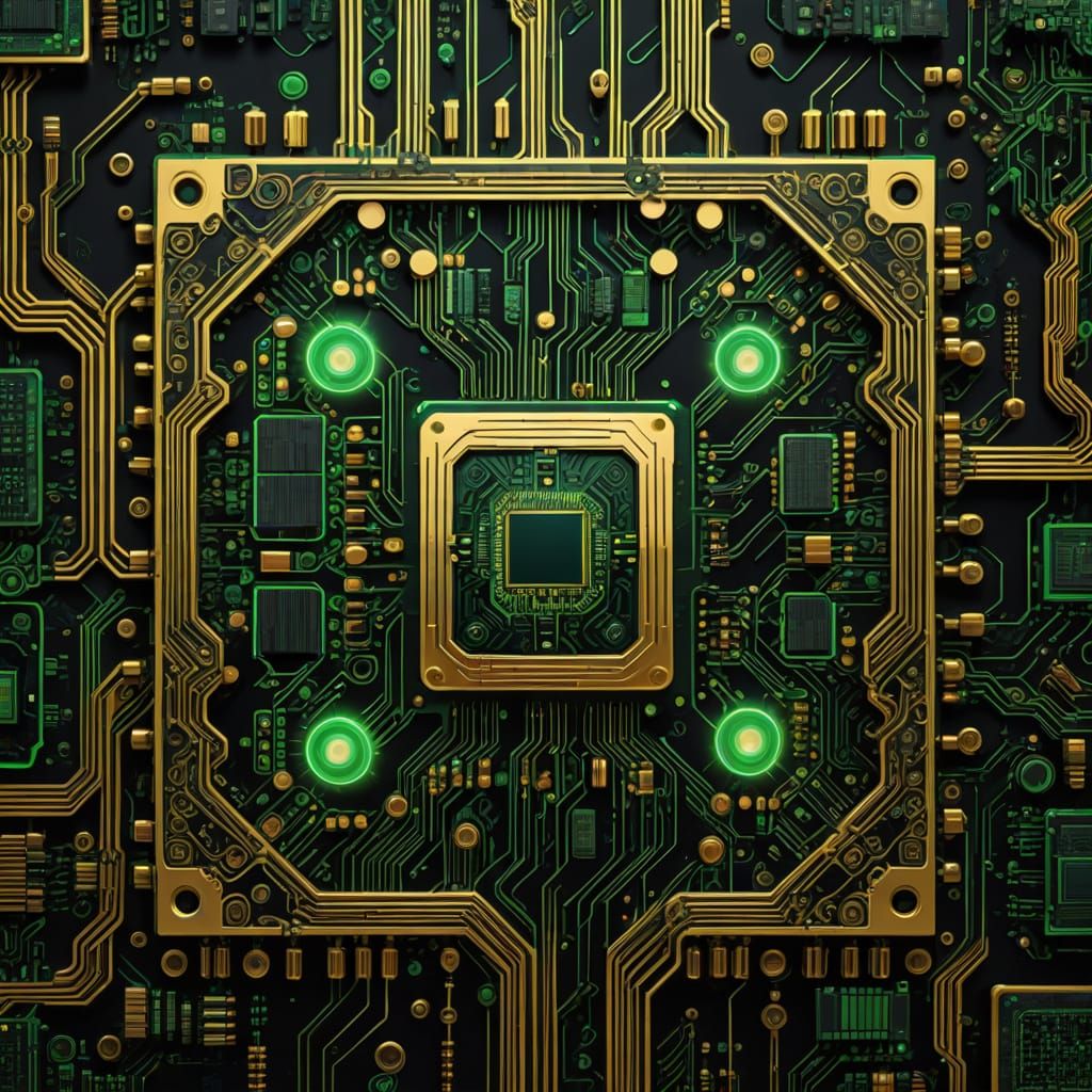 Golden Fractals Emerge on Motherboard Art