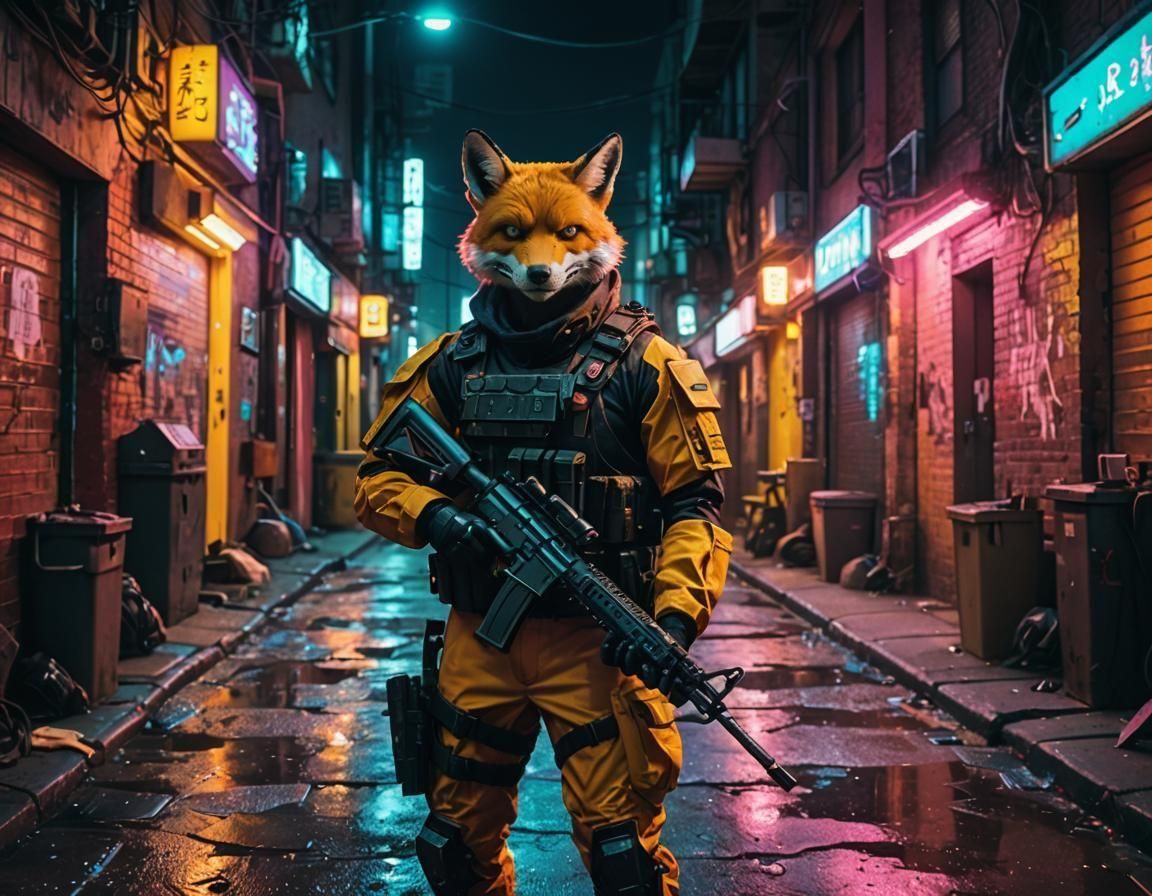 Cyberpunk Fox Soldier in Call of Duty Style