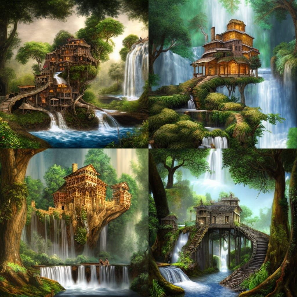 Roman Treehouses by Waterfalls: A Volumetric Painting