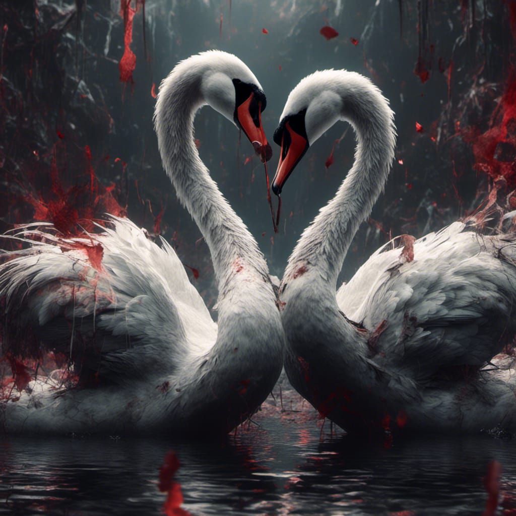Monochrome Swans Form Heart Shape