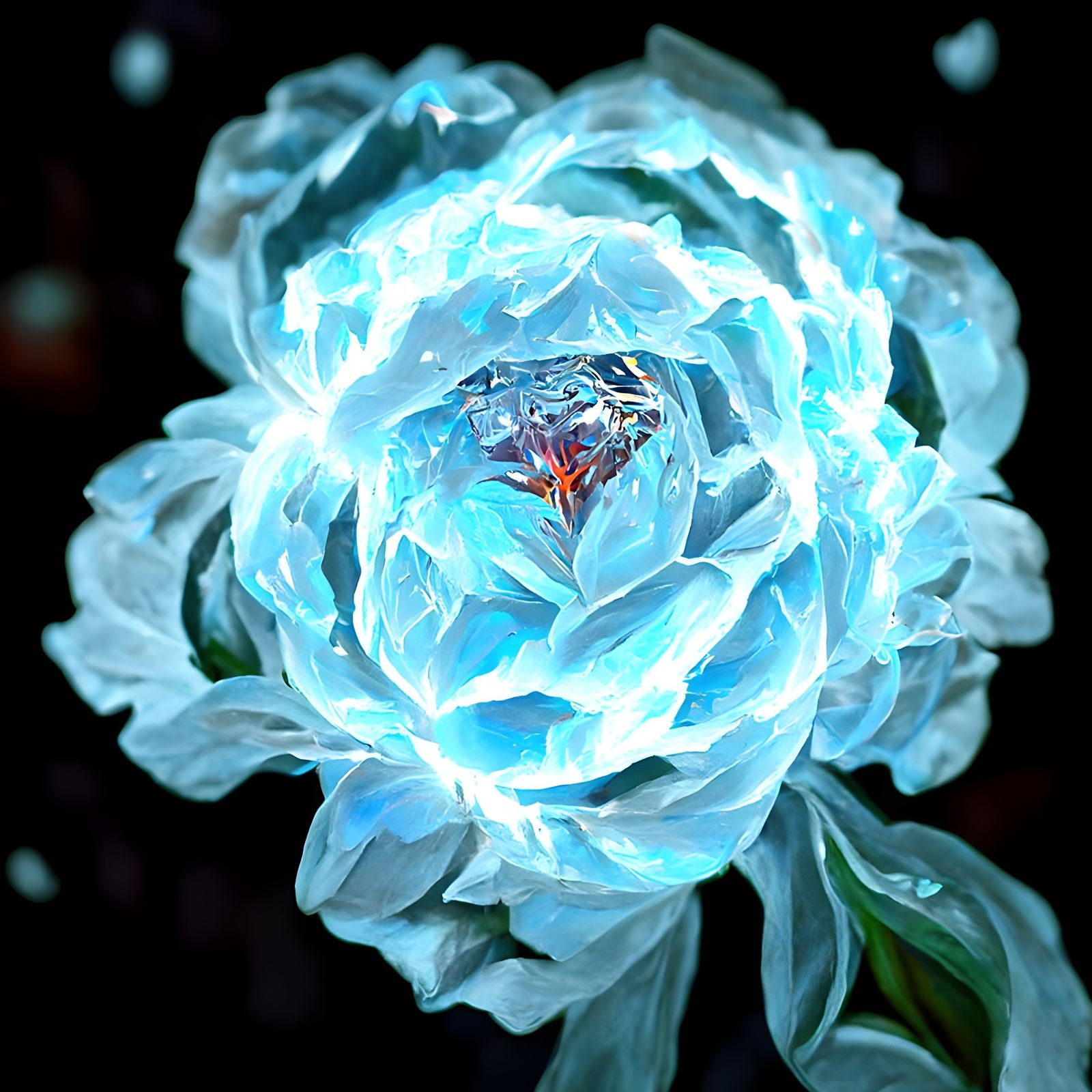 Glowing Crystal Ice Peony Fantasy Art