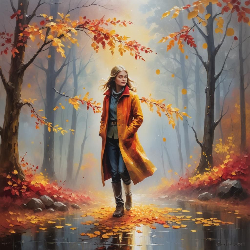 Autumn Tree in Impressionist Oil Painting