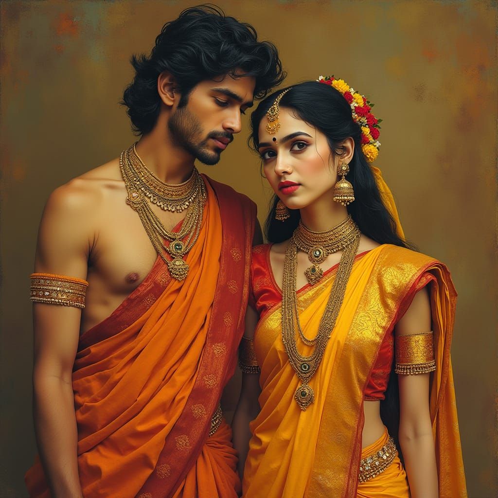 Andhra Couple Portrait in Traditional Indian Style