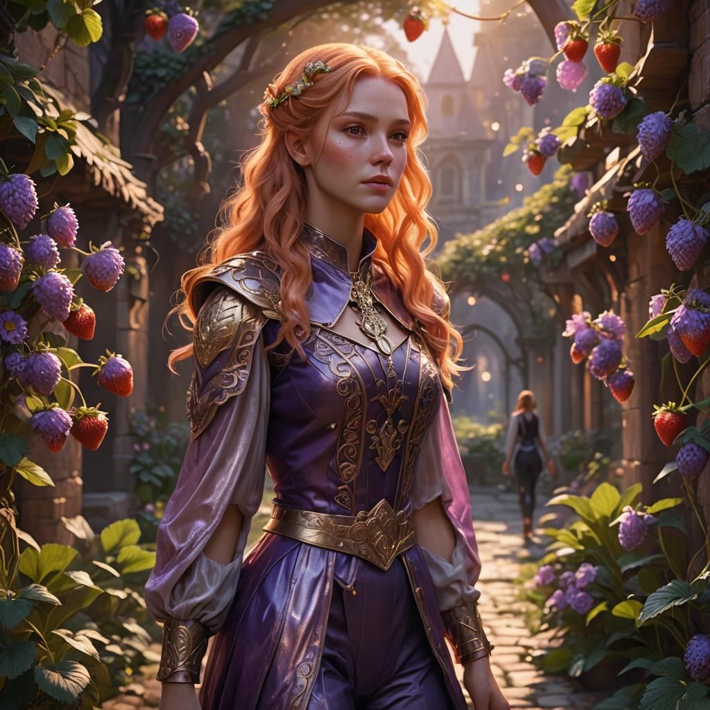 Ethereal Girl with Strawberry Blond Hair, Digital Art