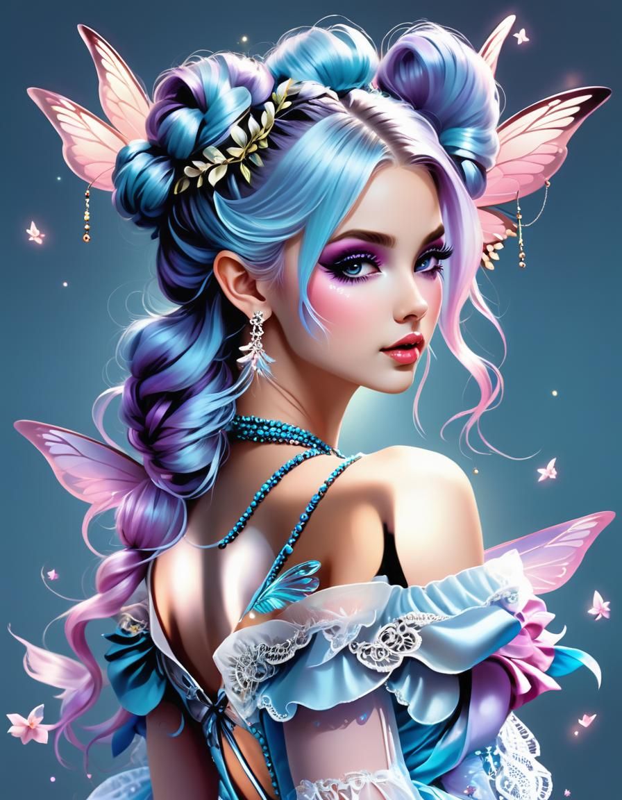 Ethereal Fairy with Intricate Wings, Digital Illustration