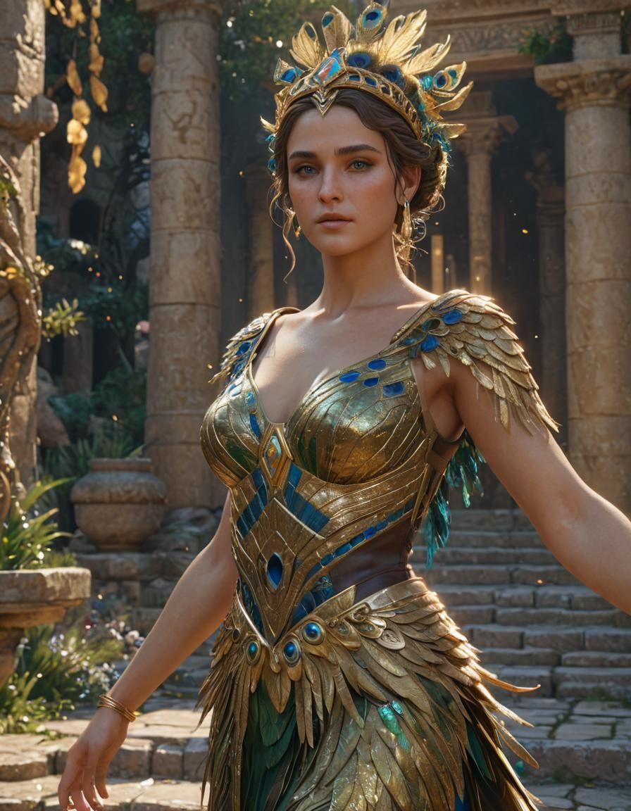 Hera, Greek Goddess in Gold Aura, 3D Render