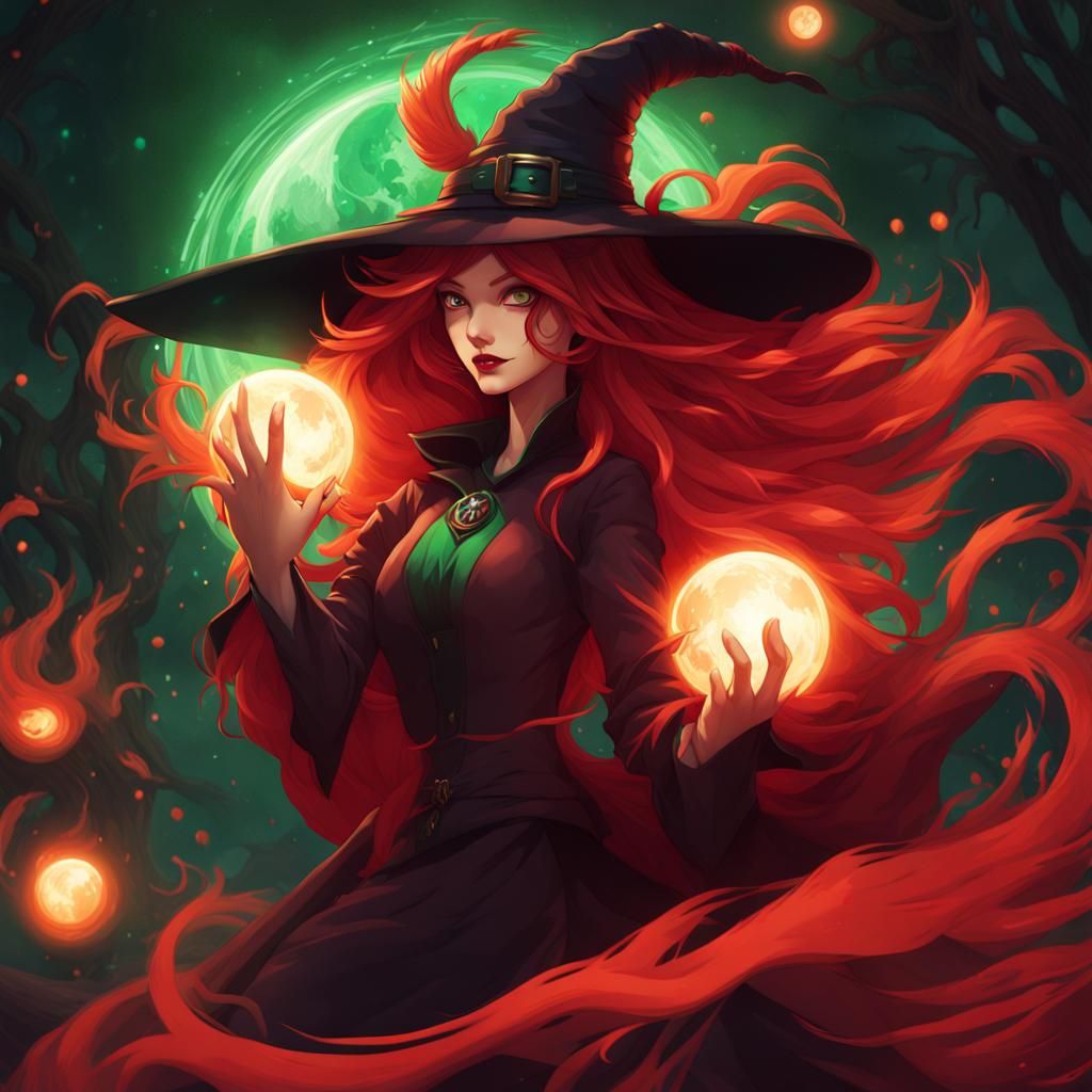 Crimson Witch Kitsune Wallpaper in Carnivalcore Style