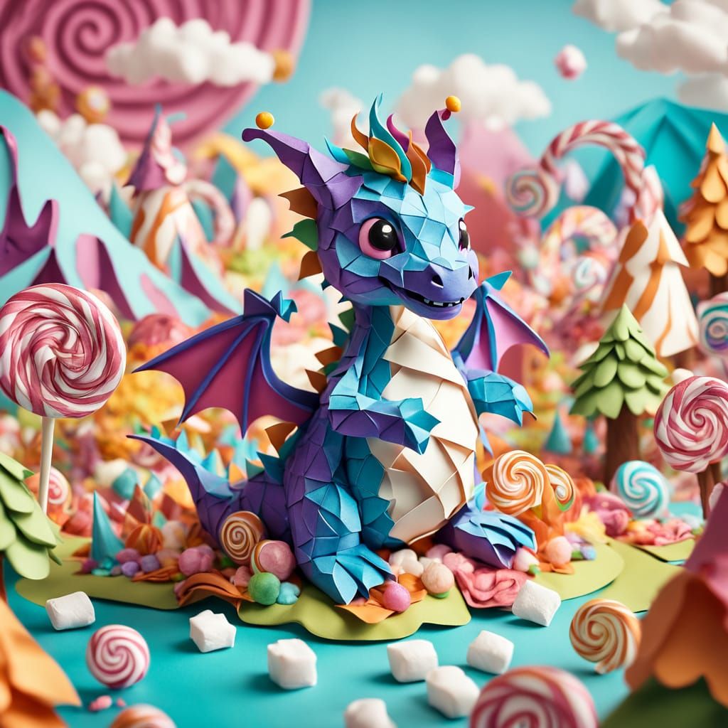 Dragon Hatching in Candy Land: Origami Papercraft