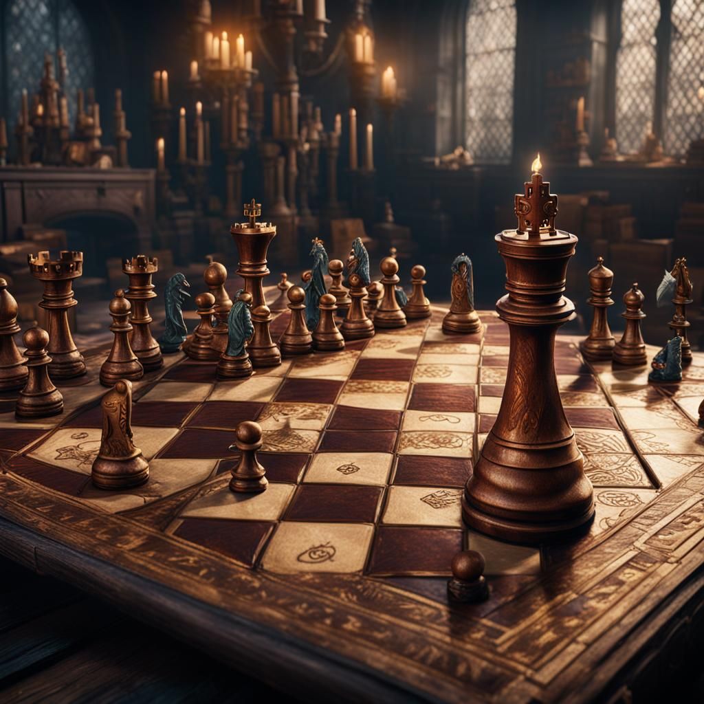 Ronald Weasley's Wizard Chess Game: Detailed Matte Painting