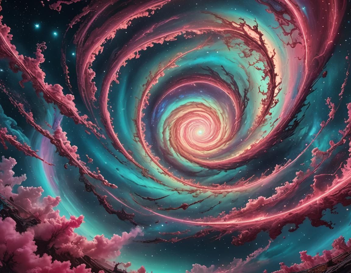 Luminescent Spiral Galaxy in a Surreal Style