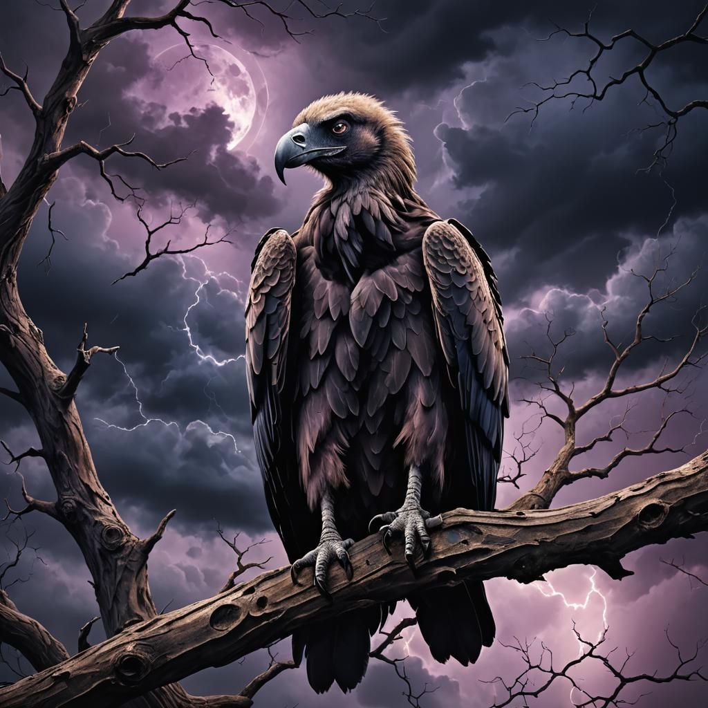 Majestic Vulture Portrait in Dark Fantasy Style
