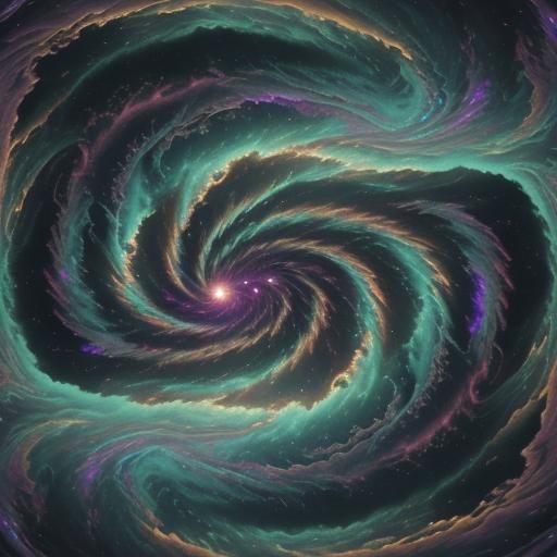 Cosmic Surrealism: Iridescent Rift in Gas Giant