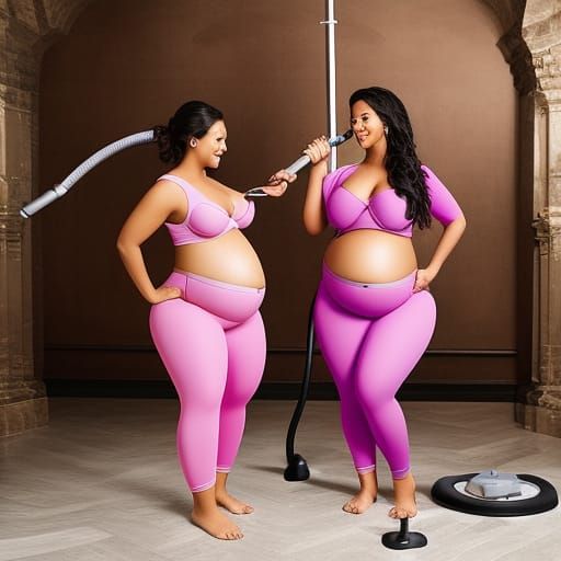 Epic Fantasy: Women Inflating Bellies with Floor Pumps