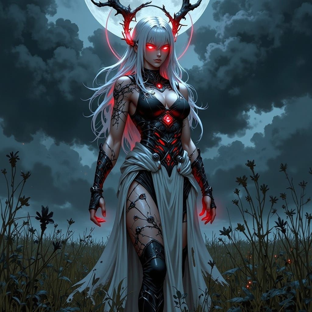 Dark Fantasy Goddess with Thorn Halo
