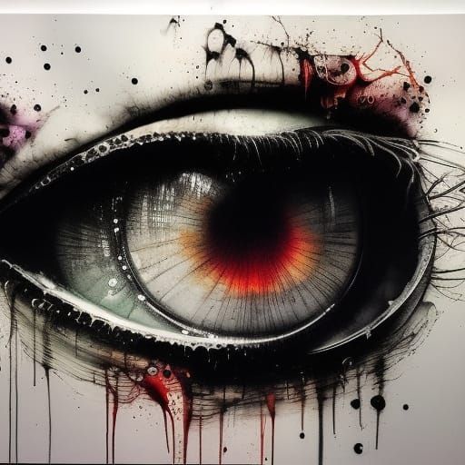 Fantastic Ink Splash Art with Big Eyes