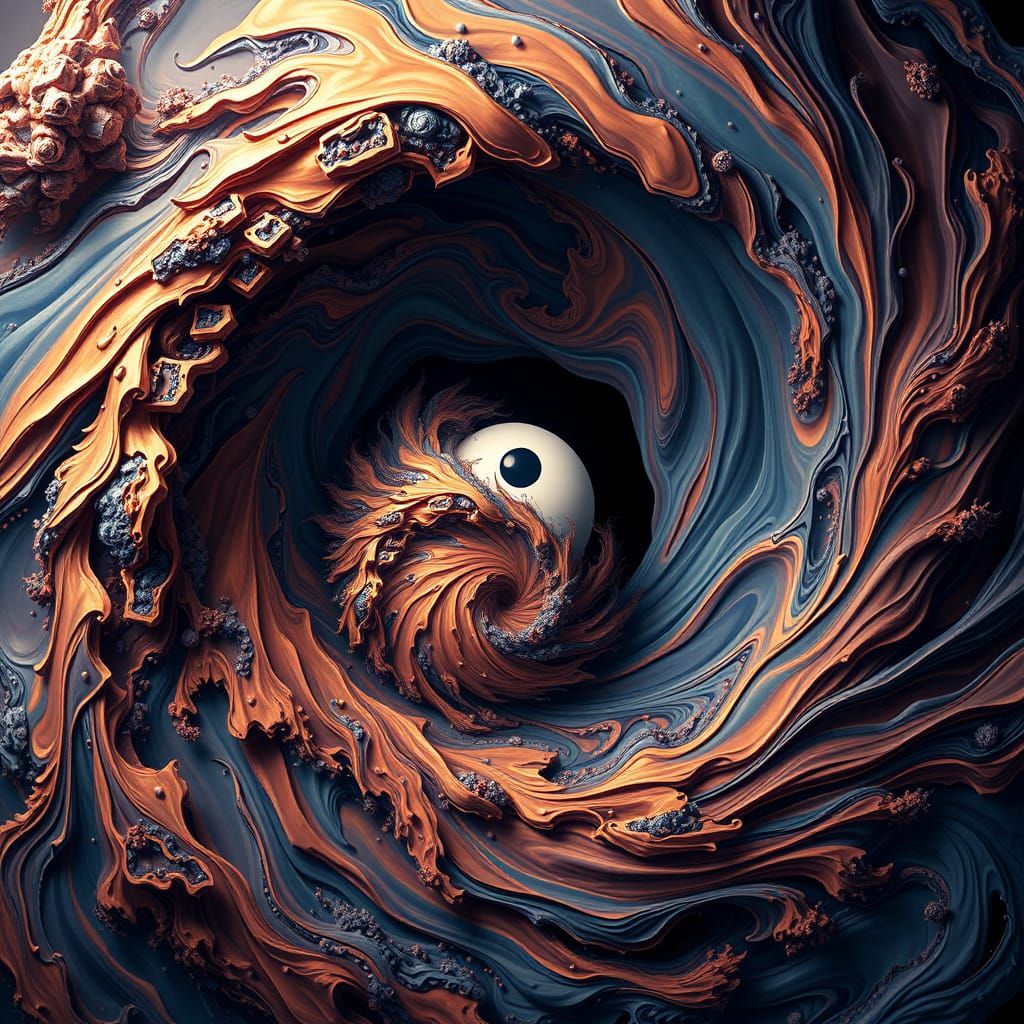 Mystical Yin and Yang Vortex in Dreamlike, High-Contrast Sty...