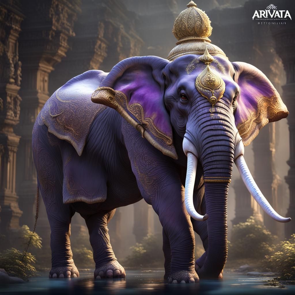 Majestic Multi-Tusked Elephant in Dark Fantasy Art