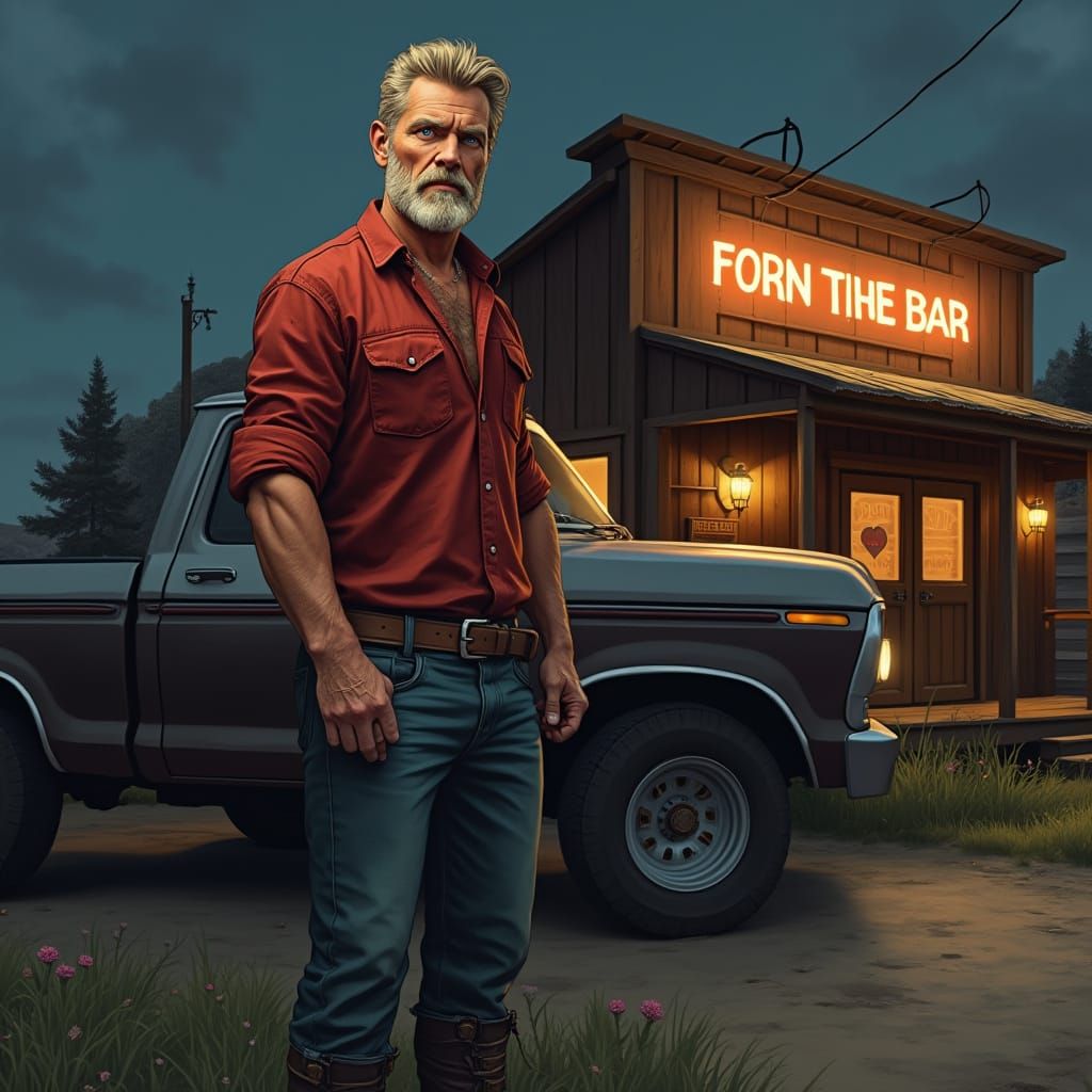 Hyperrealistic Portrait of a Rugged Man in Lumberjack Shirt