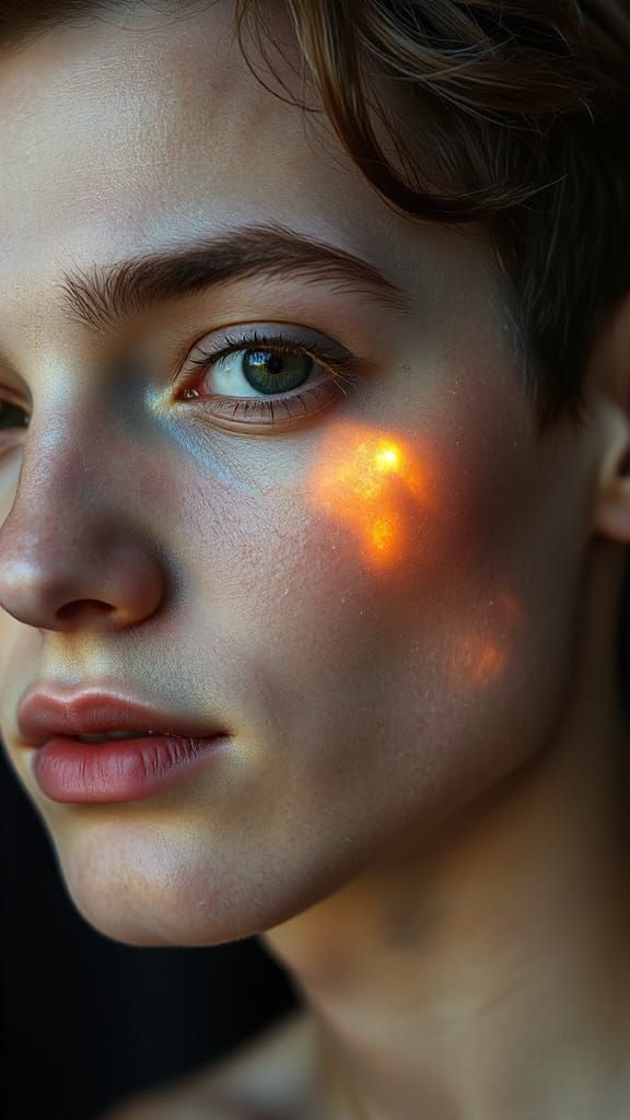 Luminous Portrait of a Man with Bioluminescent Skin