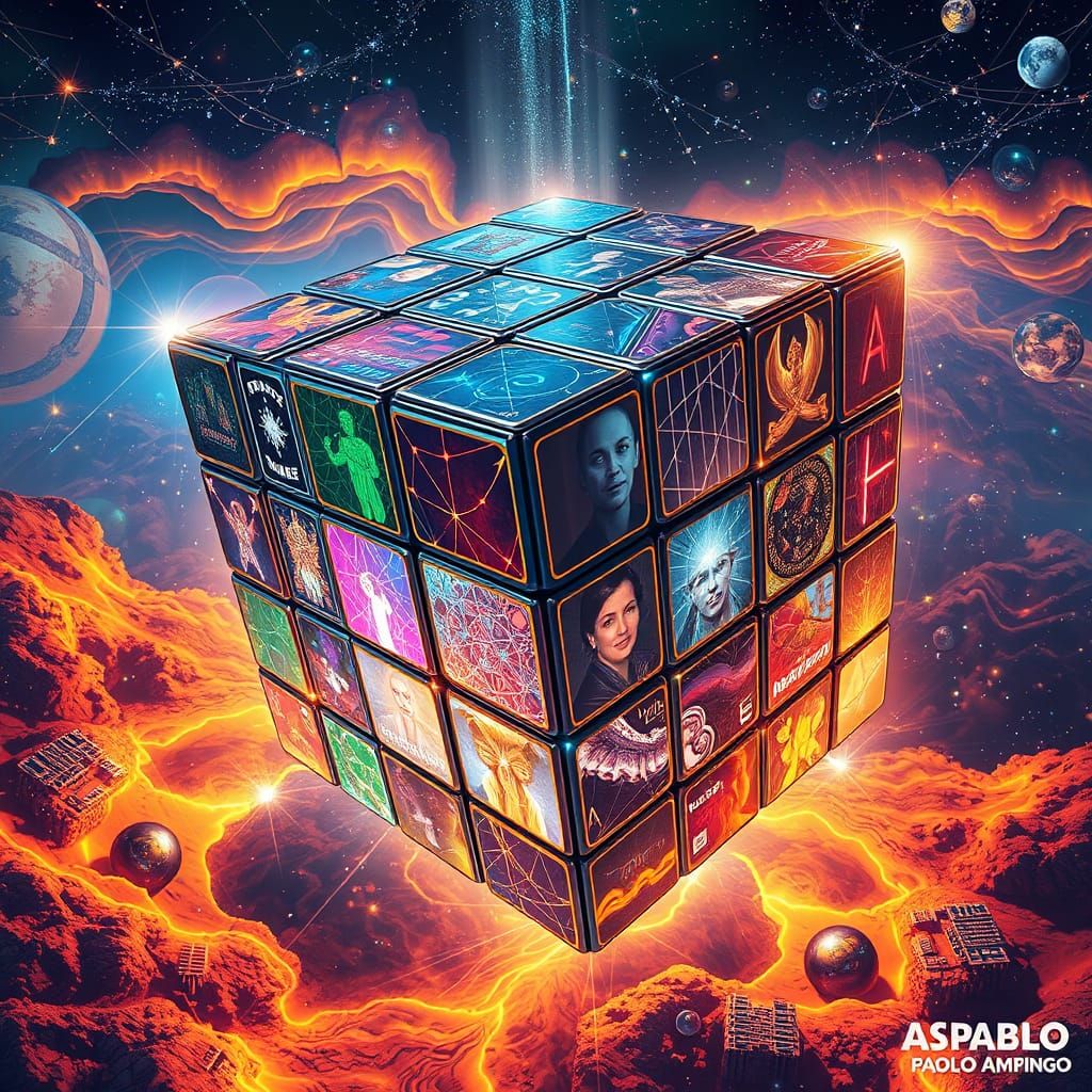 Cosmic Cubic Vortex in Vibrant Holographic Colors