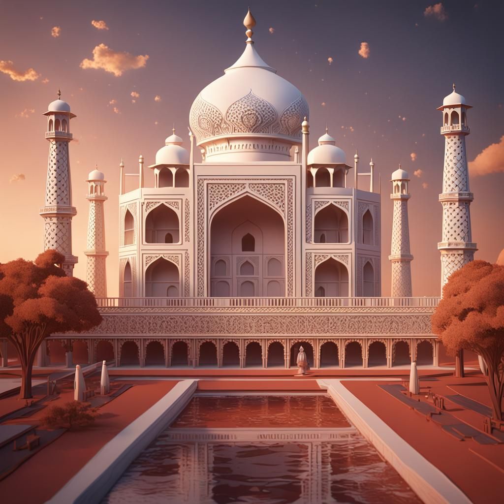 Taj Mahal Kirigami Paper Art Architecture