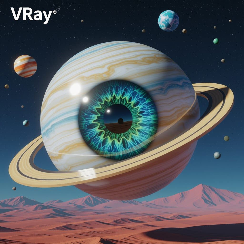 Surreal Eyeball Planet in Realistic VRay Rendering