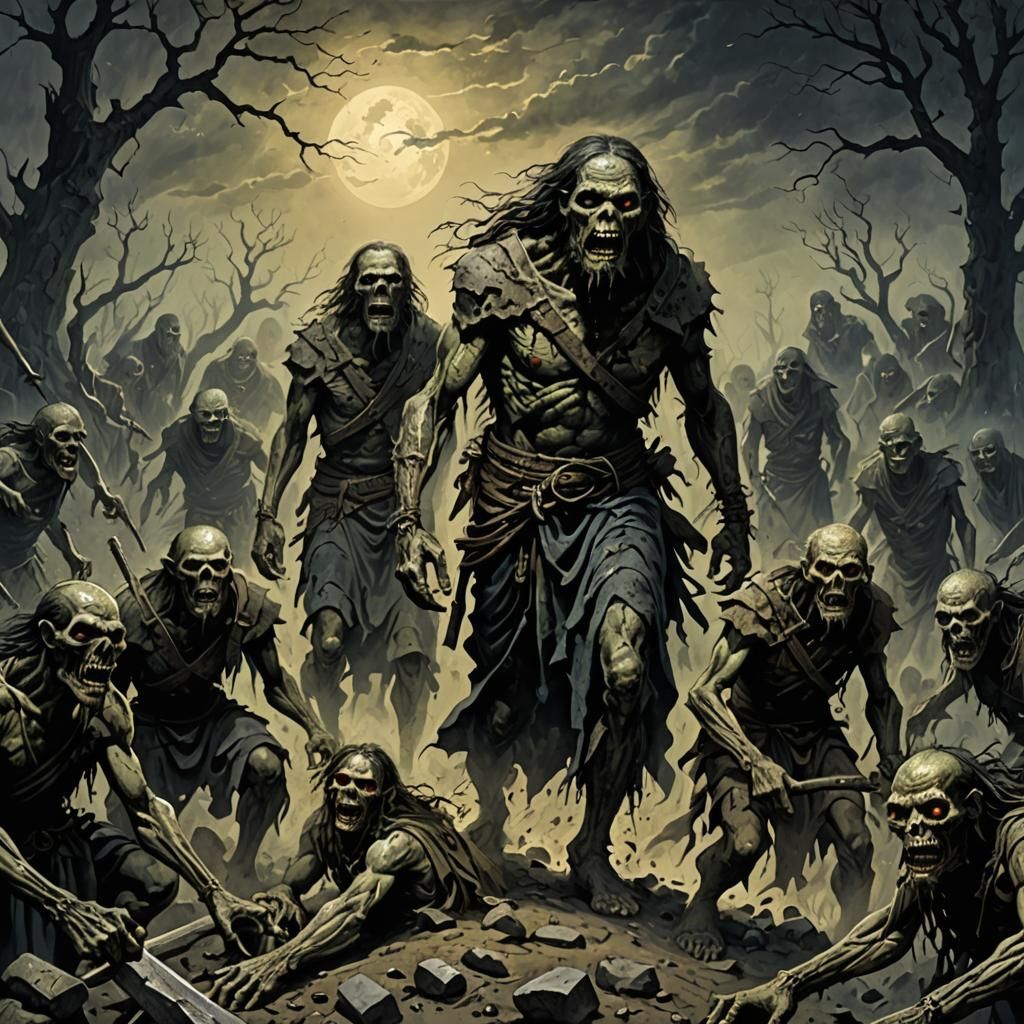 Neolithic Zombie Horror in Doré Style