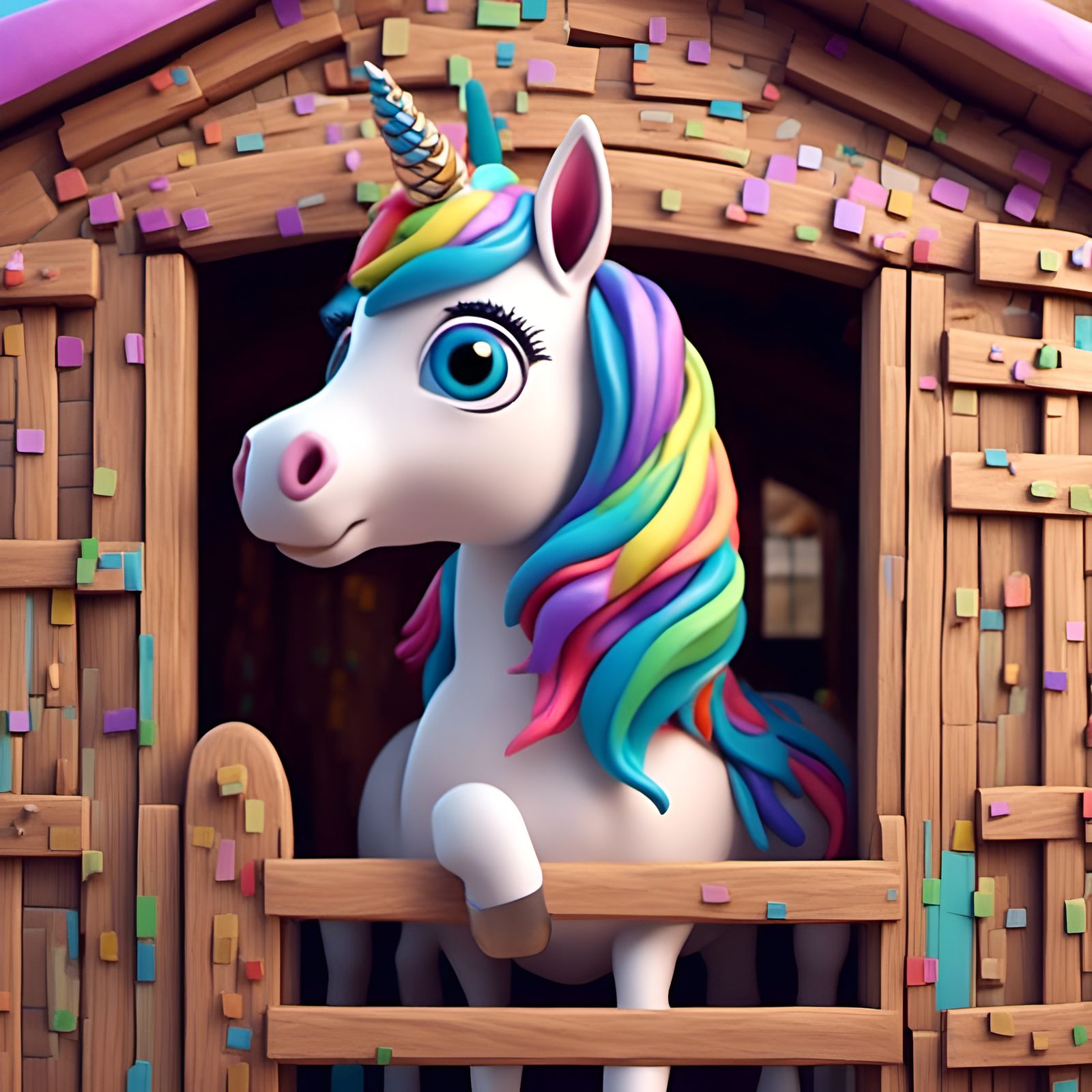 Charming 3D Unicorn Animation in Stable