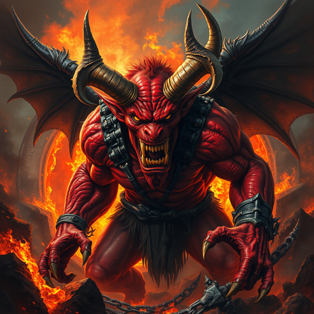 Demonic Ogre Emerges from Hellish Portal