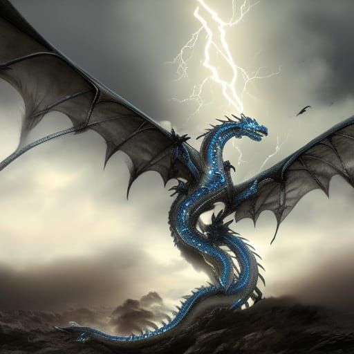 Epic Lightning Dragon Digital Matte Painting