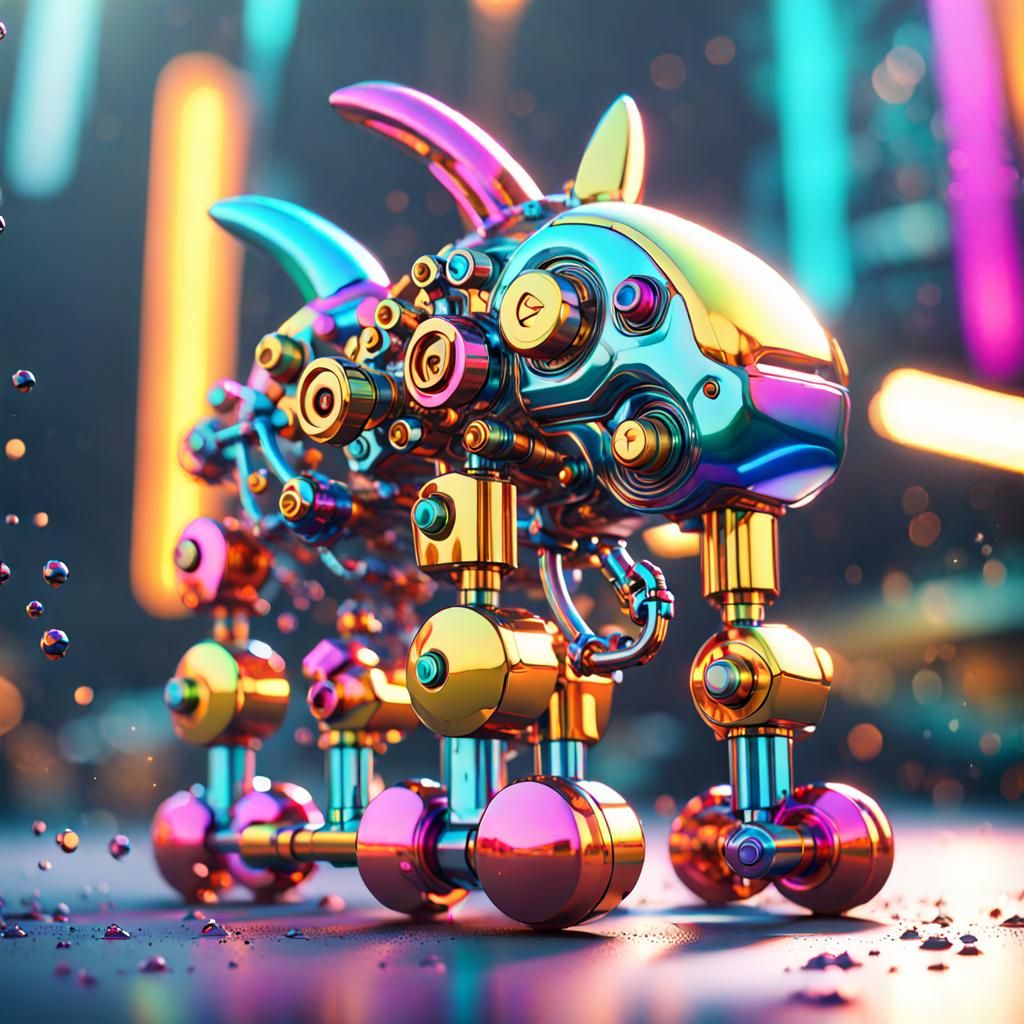 Colorful Windup Toy Animal: Sci-Fi 3D Render