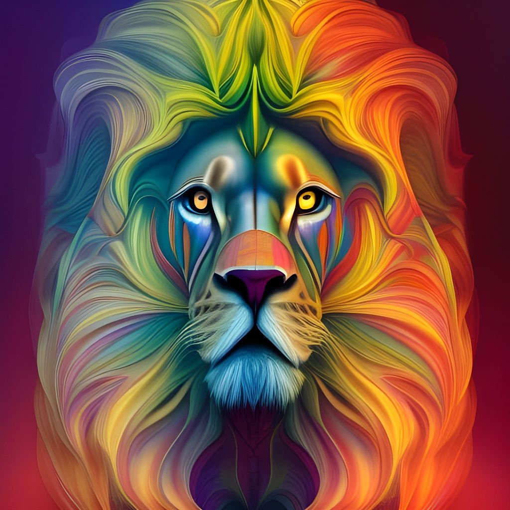 Detailed 3D Lion Illustration in Digital Art Style