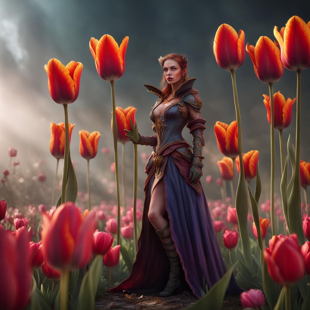 The Tulip Vixen: Detailed Matte Fantasy Painting