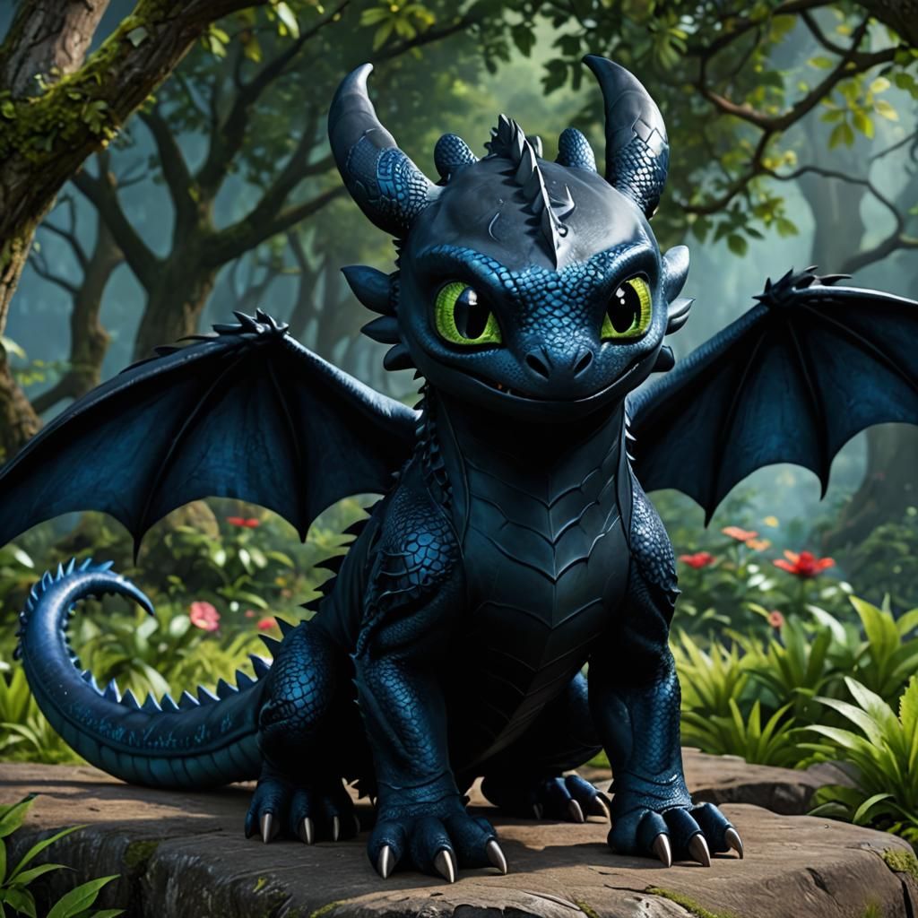 Dark Blue Dragon Inspired by Toothless
