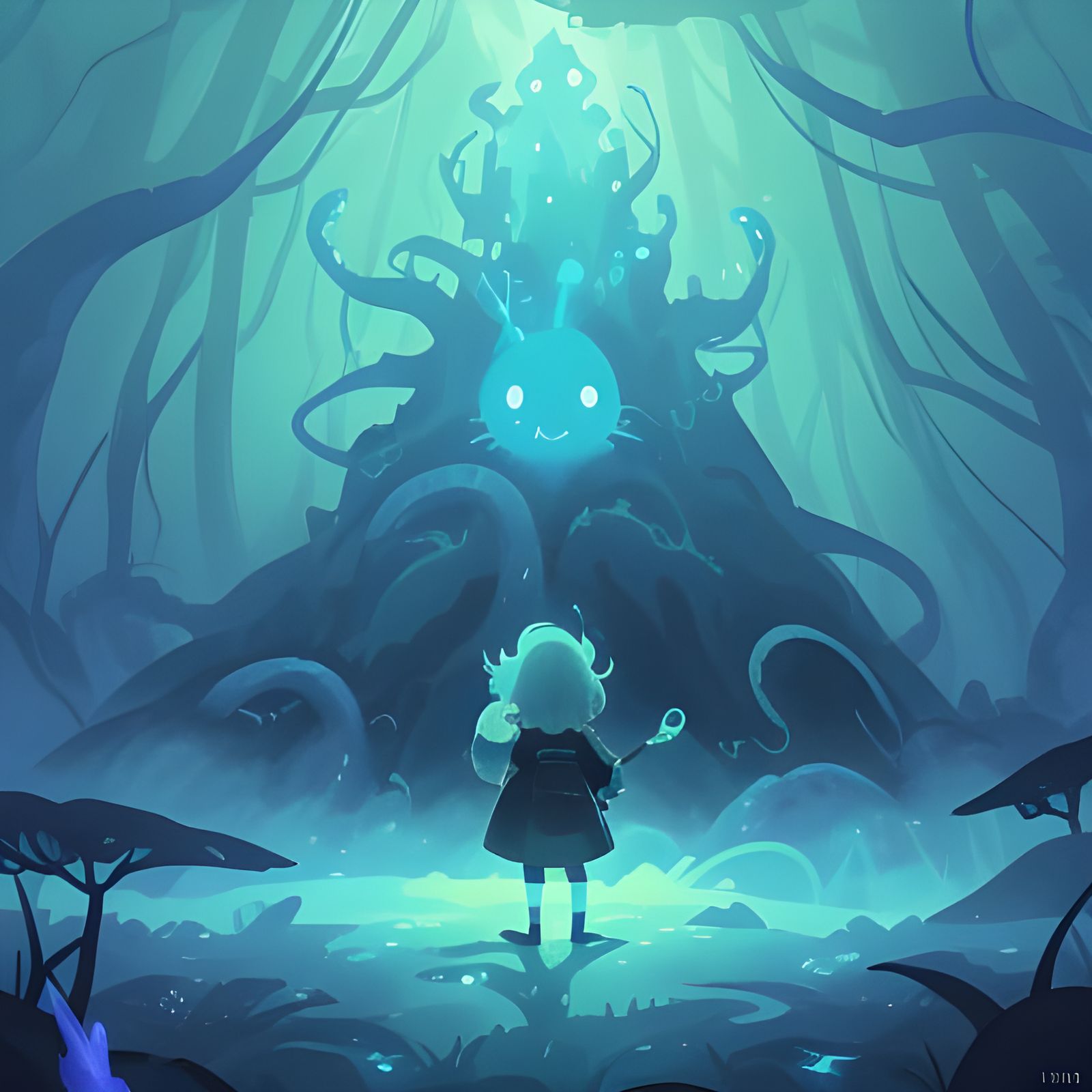 Cyberpunk Slime Monster Confrontation