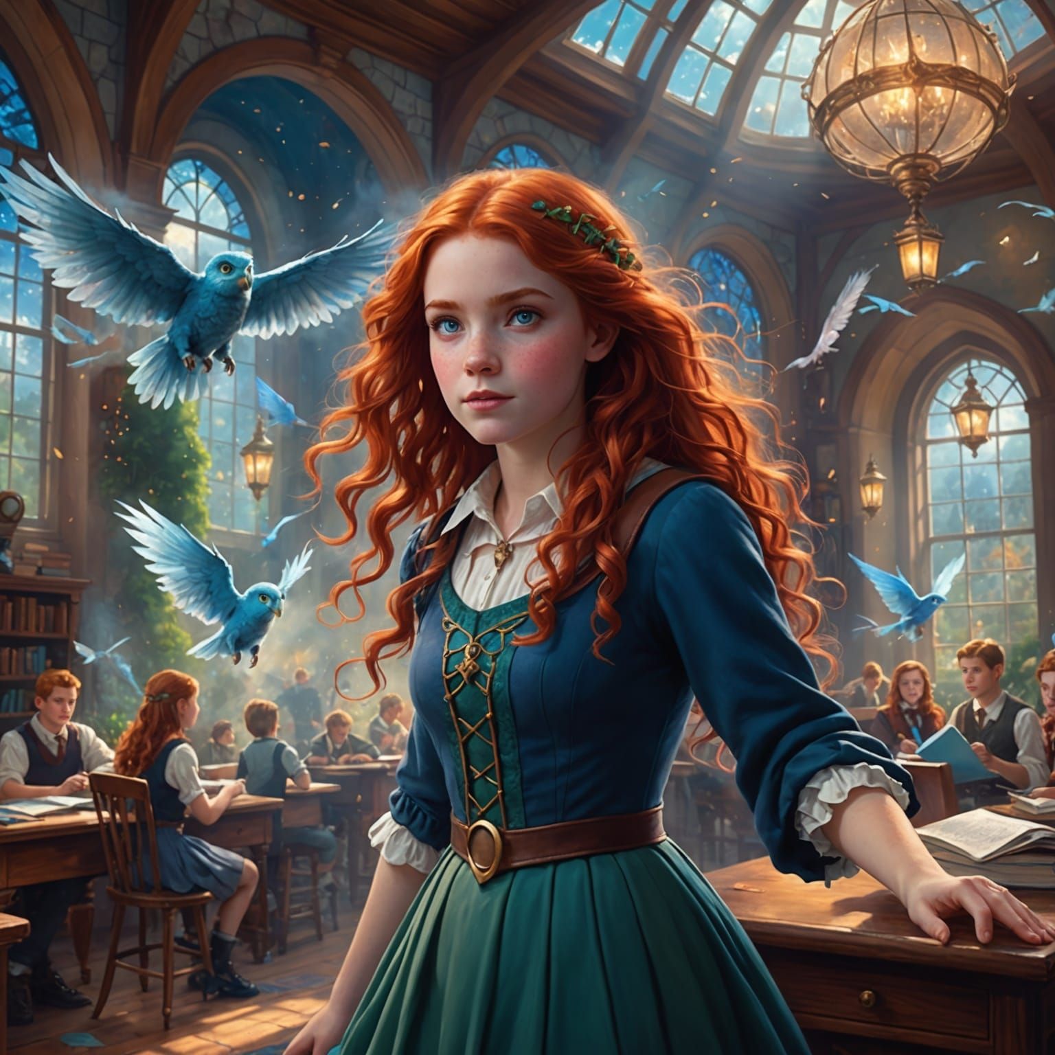 Magic School Girl in Ethereal Fantasy Style